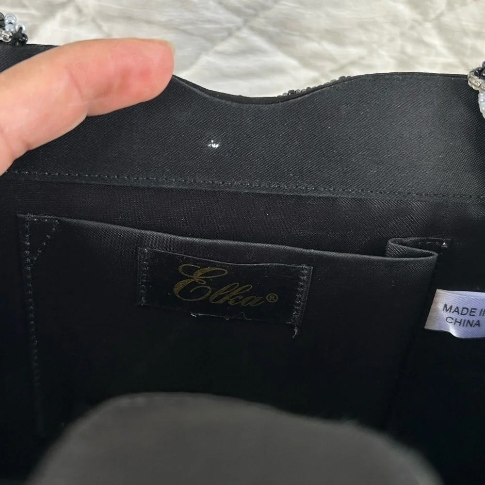 Vintage Rare Elegant Black Beaded Women's Bag 90s